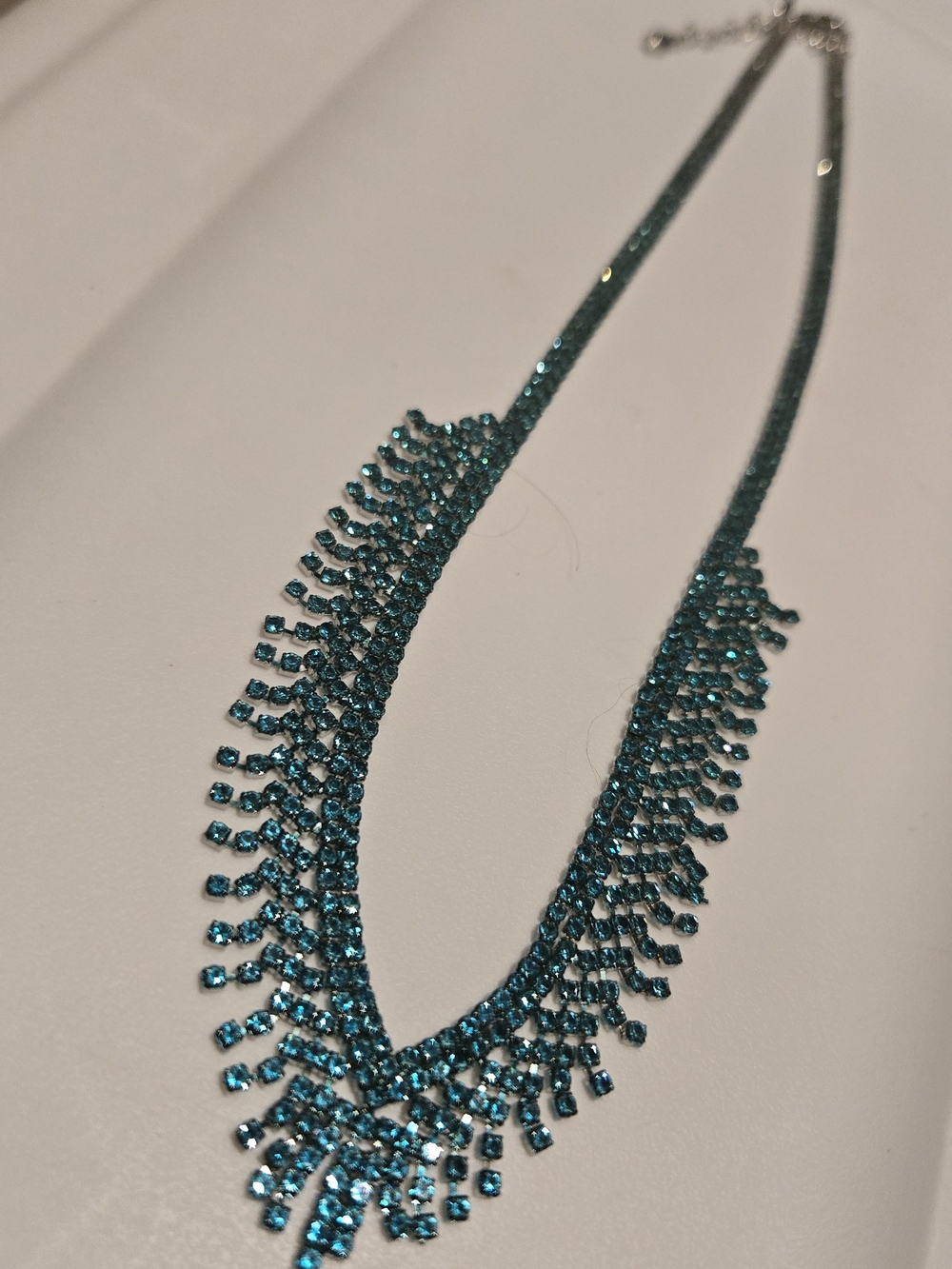 cezanne Blue Crystal Fringe Necklace